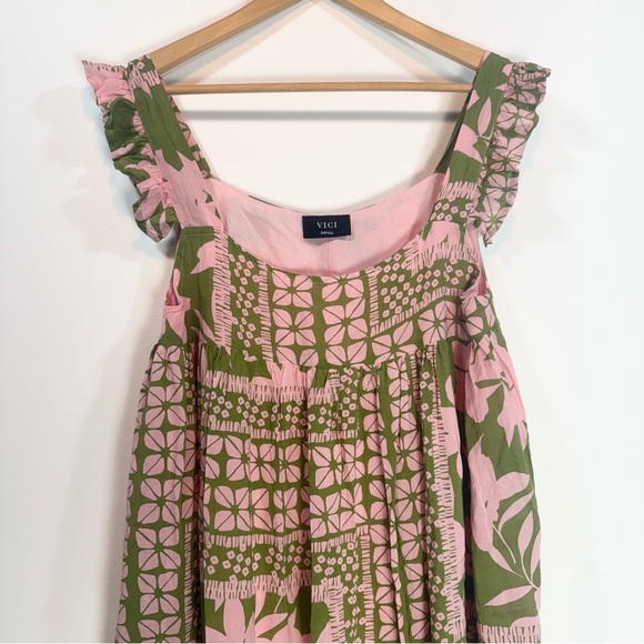 Vici Dolls Pink And Green Baby Doll Dress - Picture 2 of 7